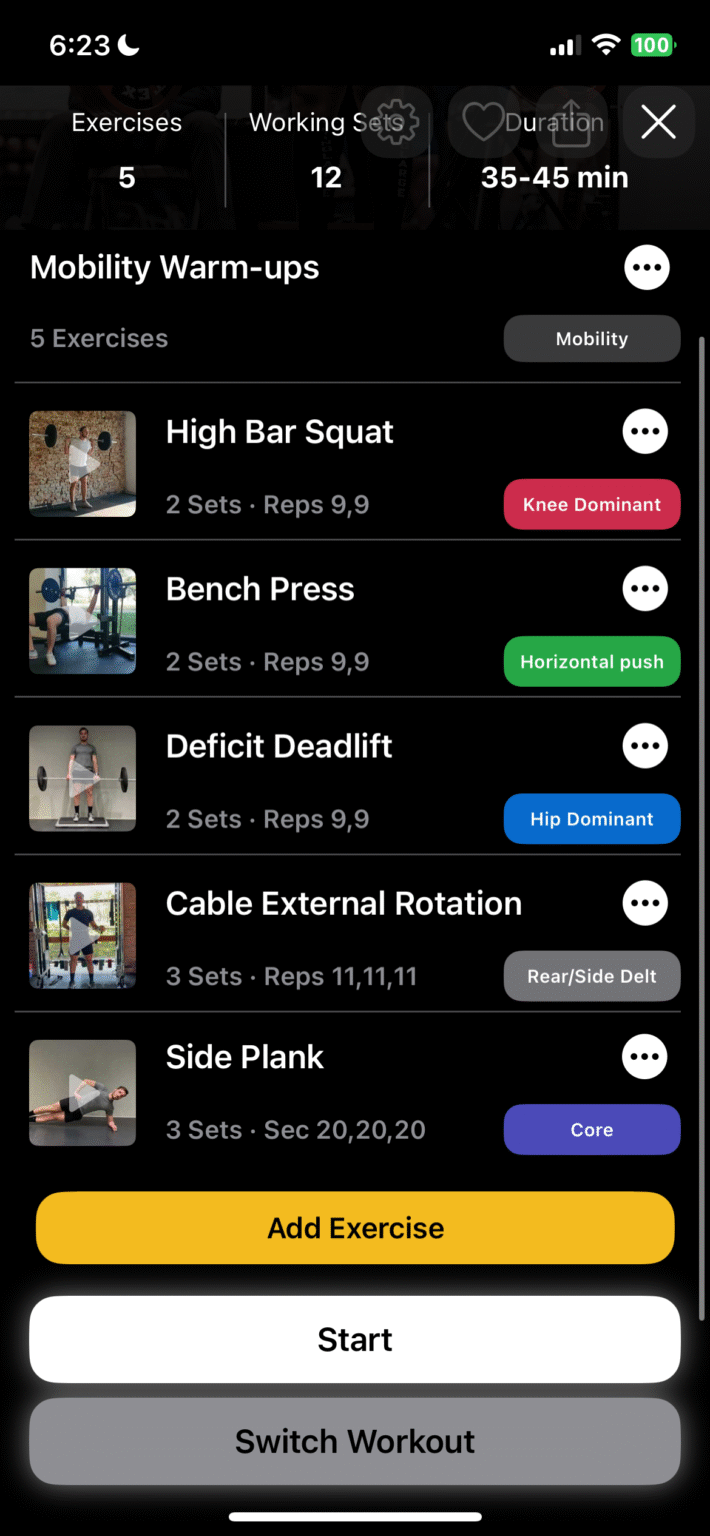 Smart Exercise Selection